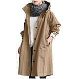 Generisch Trenchcoat Kinder Langer Übergangsjacke Mit Kapuze Mantel Frauen Leichte Jacke Regenjacke Wandern Kapuzenjacke Mit Taschen Herbstmantel Frühling Mädchen Winddichter Windjacke Mit Knöpfen