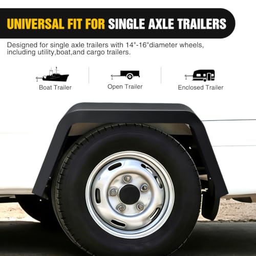 Image of Nilight Square Trailer Fenders Single Axle Mud Guards 14 to 16 in Wheels
