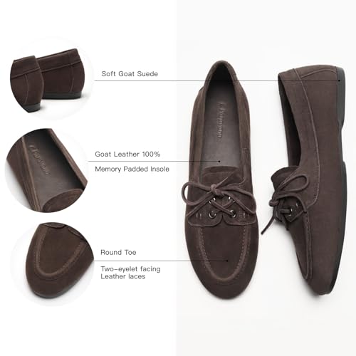 Image of C.Paravano Women Suede Leather Loafers Slip-ons Moccasin Boat Shoes Flats | Feels like a second skin, Soft, Comfortable, Lightweight, Easy to walk,Cushioned insole