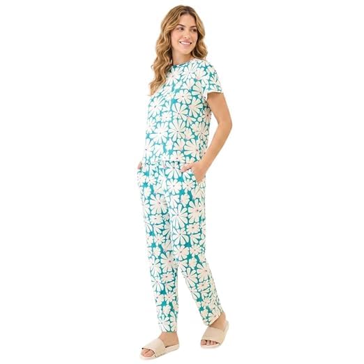hey fun Women's Summer Bloom Floral Print Co Ord Set Soft Comfortable Matching Top and Bottom Casual Lounge Wear Relaxed Fit Two Piece Outfit for Home Daily Wear Travel and Indoor Use-picture-31