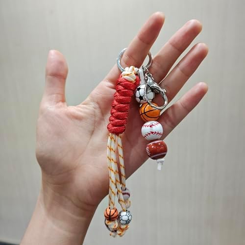XAM Sports Ball Keychain - Handmade Woven Basketball, Baseball & Football Charm for Bags & Keys image 5