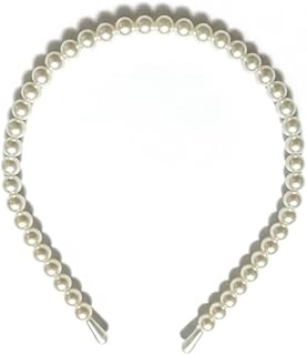 توك شعر طقم ٣ طوق شعر مزين باللؤلؤ، أبيض، إكسسوار شعر كلاسيكي أنيق للنساء