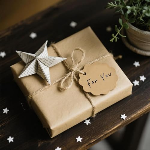 Image of CVANU Writable Brown Gifts Tag Multi-Purpose Blank Hanging Tags with Jute Strong Twine for Wedding| Parties| Craft Decoration (6x6cm) (450pcs)