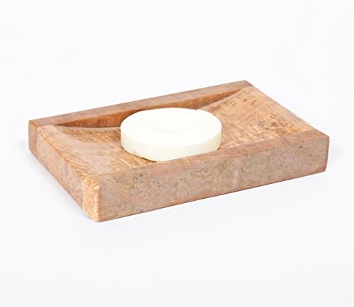 Creative Home Genuine Rose Marble Stone Rectangular Soap Dish, Holder