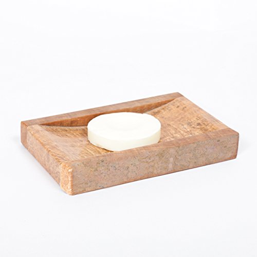 Creative Home Genuine Rose Marble Stone Rectangular Soap Dish, Holder #TOP25