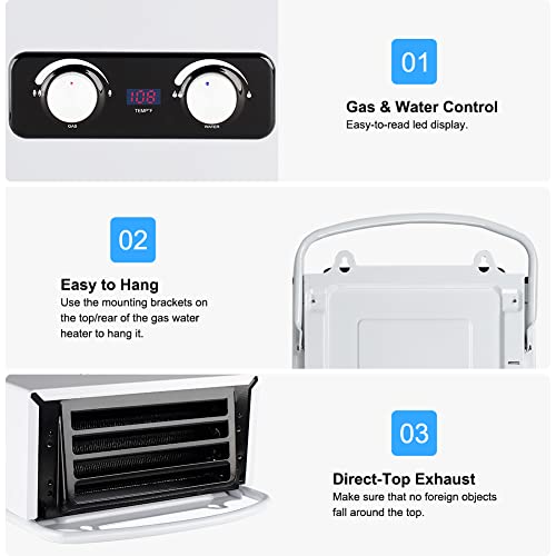 Portable Water Heater, Camplux 1.5 Gpm Tankless Gas Water Heater, Outdoor Camping Water Heater Propane Shower, White #TOP6