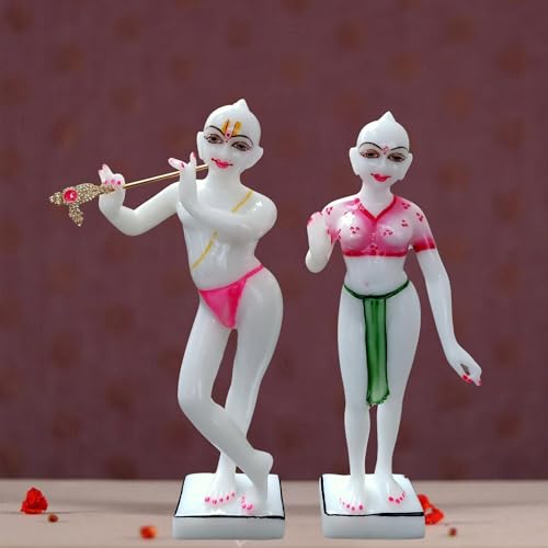 Image of Radha Krishna Idol for Temples Decorative Showpieces for Home Decor, Marble Iskon Radha Krishna Murti for Pooja
