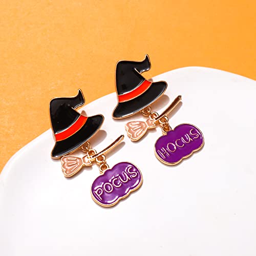 ANGLESJELL Halloween Earrings for Women HOCUS POCUS Earrings Spooky Witch Hat Pumpkin Earrings Festive Costume Party Accessory Gifts2