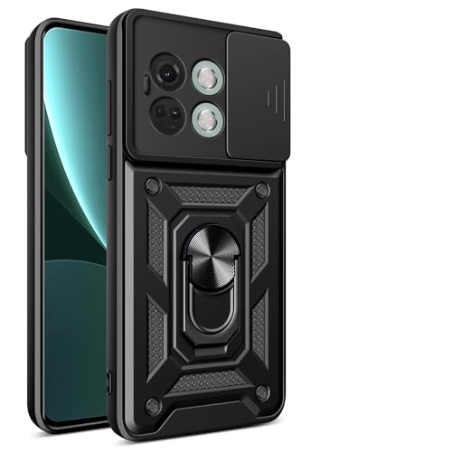 bojioderf Compatible with Tecno Camon 30 4G Case,Compatible with Tecno Camon 30 4G CL6 CL6k Magnetic Bracket [PC+TPU] 2 in 1 Slide Lens Black