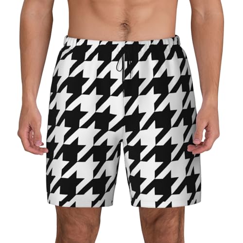 Short de bain homme pied-de-poule noir pour la plage et vos moments de détente estivale