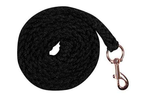 Corde HKM 13494 noir or rose 180 cm la longe robuste pour éviter les brûlures