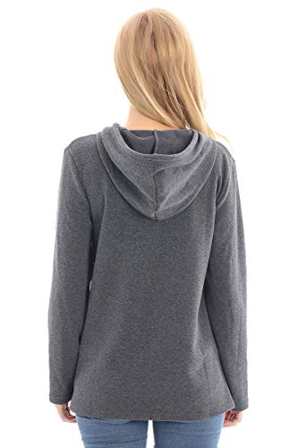 Bearsland Women's Maternity Clothes Nursing Hoodie Breastfeeding Sweatshirt With Pockets, Gray Black, X-Large