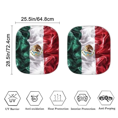 Image of Mexican Flag 2 PCS Car Windshield Sun Shade Foldable Automotive Interior Accessories for Sun Protection Auto Sun Heat and UV Rays Blocker Fit Car Front Window for Trucks SUV Van