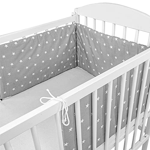 Bettumrandung Nestchen Babybett umrandungen - babybettumrandung Bettnestchen für Kinderbett Beistellbett Gitterbett 180 x 30 cm Grau Baumwolle