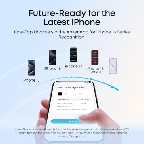 Anker Nano Smart Display Charger, 45W Max USB C Charger for iPhone 18 Pro | New iPhone Recognition and AVS Support via OTA Update, Care Mode Extends Battery Life, Phone Charger for iPhone 18/17 Pro Max - image 4