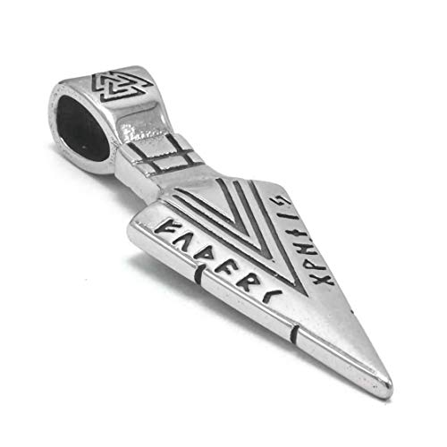 Bavipower Runic Odin's Gungnir Spear Head Pendant Necklace 316L Stainless Steel Nordic Scandinavian Viking Men Jewelry (Keel Chain, 20) #TOP3