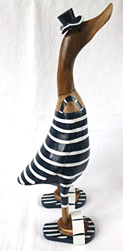 Ente mit Badeanzug und Badelatschen Blau-Weiss 42 cm groß Cover