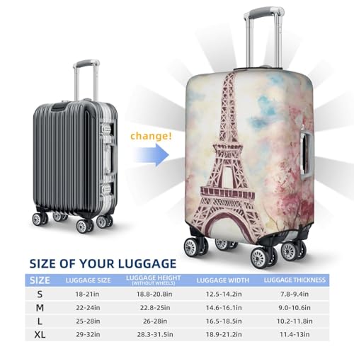 Luggage Cover Dustproof Anti-scratch Suitcase Cover Elastic Travel Suitcase Protector Beautiful Eiffel Tower Paris Washable Baggage Case Luggage Sleeves Fits 18-32 Inch Luggage3