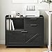 HOOBRO Lateral File Cabinet, Wooden Office Storage Drawers with Charging Station, Filing Cabinet for Home Office, A4/Letter/Legal-Sized Files, Printer Stand with Open Storage Spaces, Black BB37UWJ01