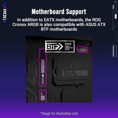 Image of ASUS ROG Cronox ARGB Gaming PC Case, x4 ARGB Fans, Curved Tempered Glass, GPU's up to 400mm, BTF Compatible, 9.2 inch Screen