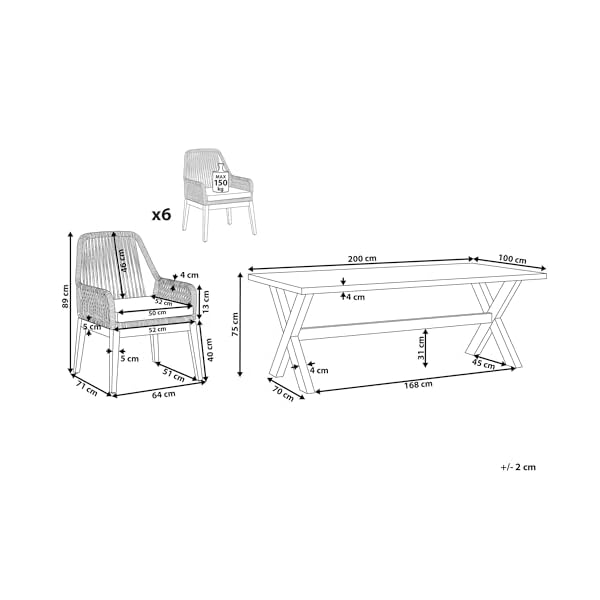 Patioco Gartentisch-Set Olbia Faserzement Grau