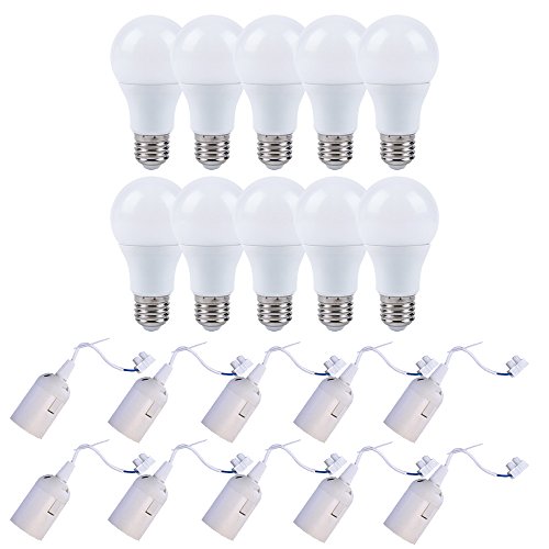 NCC-Licht 10 x Baufassung Renovierfassung E27 weiß + 10 x LED Leuchtmittel Birne 15W = 100W E27 matt 1500lm warmweiß 3000K
