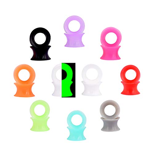 Glupez 20Pcs Silicone Ear Plugs Gauges Tunnels Double Flared Expander Colorful Ear Piercing Jewelry Set Size 25mm