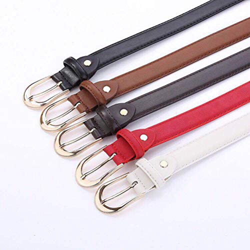 Cinto de couro sintético feminino KesYOO cor sólida fivela pino cinto simples cinto para vestidos e