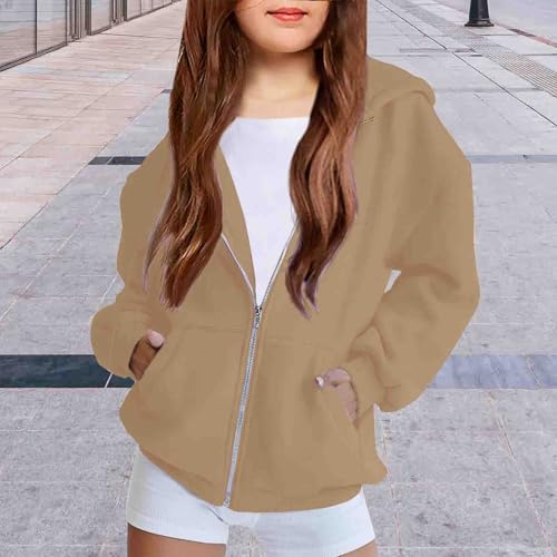 Cute Sweatshirts for Teen Girls Fleece Zip Up Hoodies Stylish Fall Cropped Pullovers Kids Youth Long Sleeve Jacket4