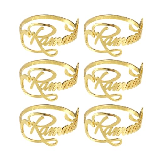 Servilleteros con hebillas, anillos de pañuelos con diseño de letras, servilleteros decorativos, juego de 6 piezas, uso versátil, 4,3 x 3,4 cm, para accesorios de cena de boda