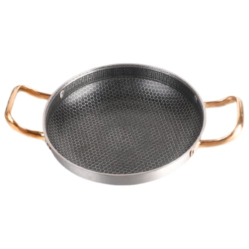 POPETPOP Sartén de Acero Inoxidable Diseño de Panal, Doble Asa, Fácil de Manejar y Compatible Cocinas de Gas, Eléctrica E Inducción para Cocinar Mariscos