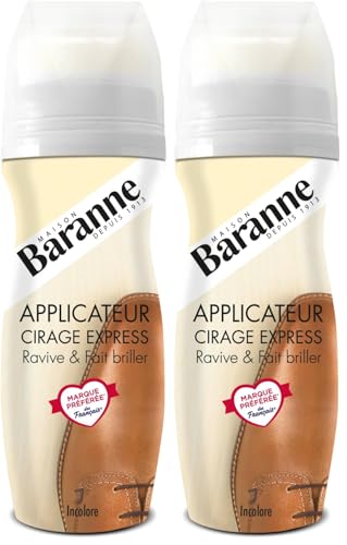 Baranne Applicateur Cirage Express Incolore | Ravive la couleur du cuir | Brillance intense | Chaussures et accessoires en cuir | Applicateur mousse 75ML (Lot...