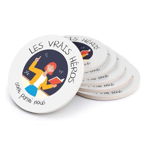 Sous verre ronds en céramique pour bureau de professeure et table basse