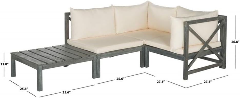 Pemberly Row Outdoor Sectional Sofa, Flexible Design, Spacious Patio Lounge Seating for Deck, Garden or Outdoor Use, Modern Style, Versatile Configuration for Entertaining