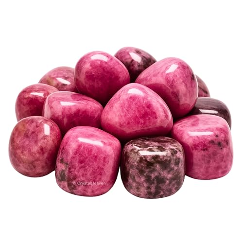 Image of Certified Rhodonite Crystal Healing Tumbled Stone, Natural Polished Crystals for DIY Crafts, Manifestation, Meditation, Pooja Feng Shui and Reiki Healing (30 Grams)