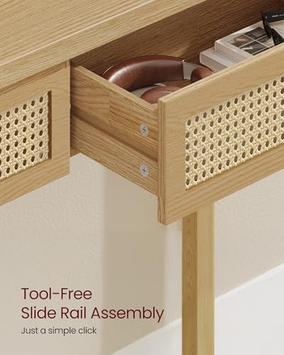 Image of VASAGLE 39.4 inch Console Table, 2 Drawers, Open Storage Shelf, Rounded Corners