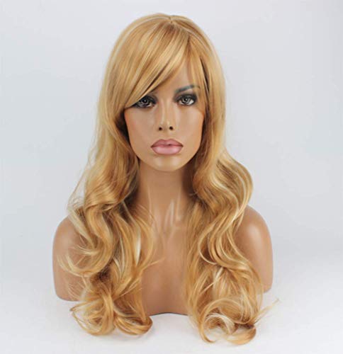 Long rouleau faux tête perruque grand vague cheveux bouclés frange oblique SHANG pour femme