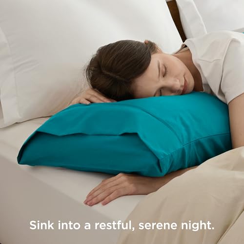 Bedsure Queen Pillow Cases Set of 2 - Teal Brushed Microfiber Pillowcase 2 Pack, Super Soft and Cozy Pillow Case Covers with Envelope Closure, Wrinkle, Fade and Stain Resistant, 20x30 Inches