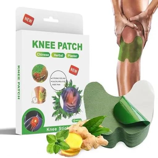 Image of Knee Pain Relief Patches-10 | Wormwood Leaves Dried Ginger Camphor Borneol Natural Herbal Patches | Sticker -Hour Relief of Joint Pains Patch for Knee | Back, Neck, Shoulder Pain Pack-10