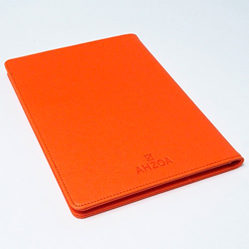 Ahzoa Colorful 4 Pockets A5 Size Memo Padfolio S1, Including 5 X 8 Inch Legal Writing Pad, Synthetic Leather Handmade About 6.3 X 8.7 Inch Folder Clipboard Holder (Orange) #TOP6