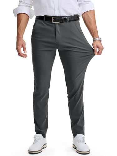 JMIERR Men's Skinny Stretchy Suit Pants Slim Fit Slacks Tapered Trousers - Image 3