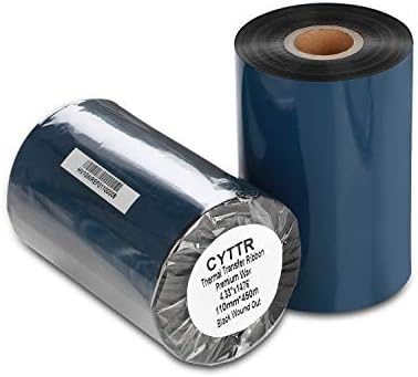 Thermal Transfer Ribbon - Premium Wax Printer Ribbon 1" Core Ink Out- 1 Roll (4.33" x 1476') 110mm450m for Zebra ZT410,ZT420,ZT610,105SL,110*i4,140*i4,zt230,Godex ez2300,Citizen s700
