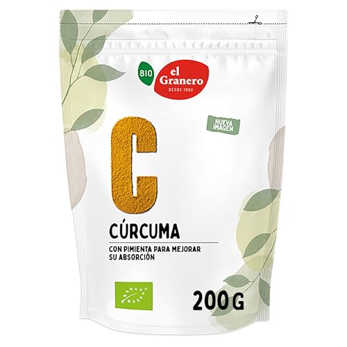 EL GRANERO INTEGRAL Cúrcuma y Pimienta de 200 g Apto para Veganos Propiedades Antioxidantes y Digestivas Genial para Cocinar con un Toque Oriental