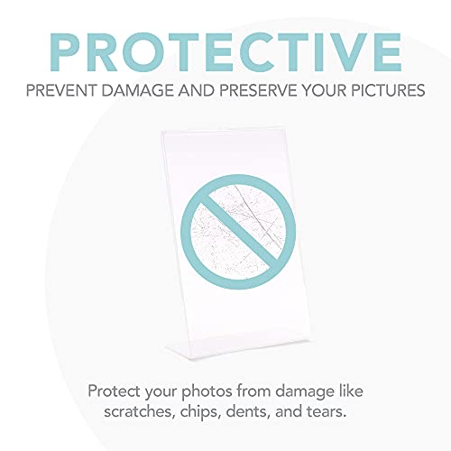 Photo Booth Frames - 4X6 Inch Clear Acrylic Plastic Display, Slanted Back Vertical Standing Picture Or Display Sign Holder With Inserts - 12 Count #TOP4