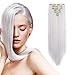Onedor 24" Straight Synthetic Clip in Hair Extensions. 7 individual pieces for multiple styles.140g (1001#-White)