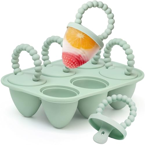 All-Silicone Baby Popsicle Molds with Sticks, AODISTUCE 1 oz Popsicles Molds for Babies Breastmilk Popsicle Molds for Teething Relief, Frozen Treats Maker Popsicle Maker Ice Pop Mold for Toddlers Kids