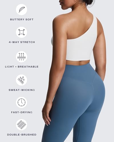 Image of Aoxjox Women's Workout Sports Bras Fitness Gym Olivia Asymmetric One Shoulder Bra Yoga Crop Tank