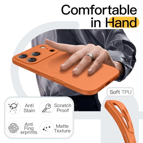 JETech Magnetic Case for iPhone 17 Pro 6.3-Inch Compatible with MagSafe, Camera Lens Full Protection, Minimalist Soft TPU Protective Phone Cover with Matte Finish, Shockproof (Orange) by JETech - Used condition - Image 7