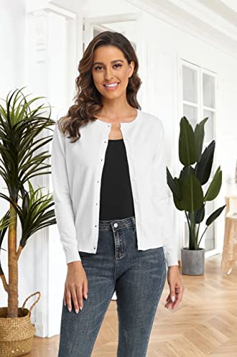 CUNYI Women's Crew Neck Cardigan Long Sleeve Sweater for Women Button Down Soft Knit Ladies Cardigan Sweates Coat3