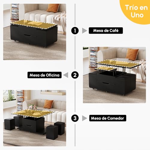 Variante de Homary mesas de centro elevables y extensibles Negro